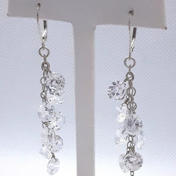 Designer Nina Nguyen sterling clear dangle earrings from her Sai-Gon Collection - Picture 13 of 14